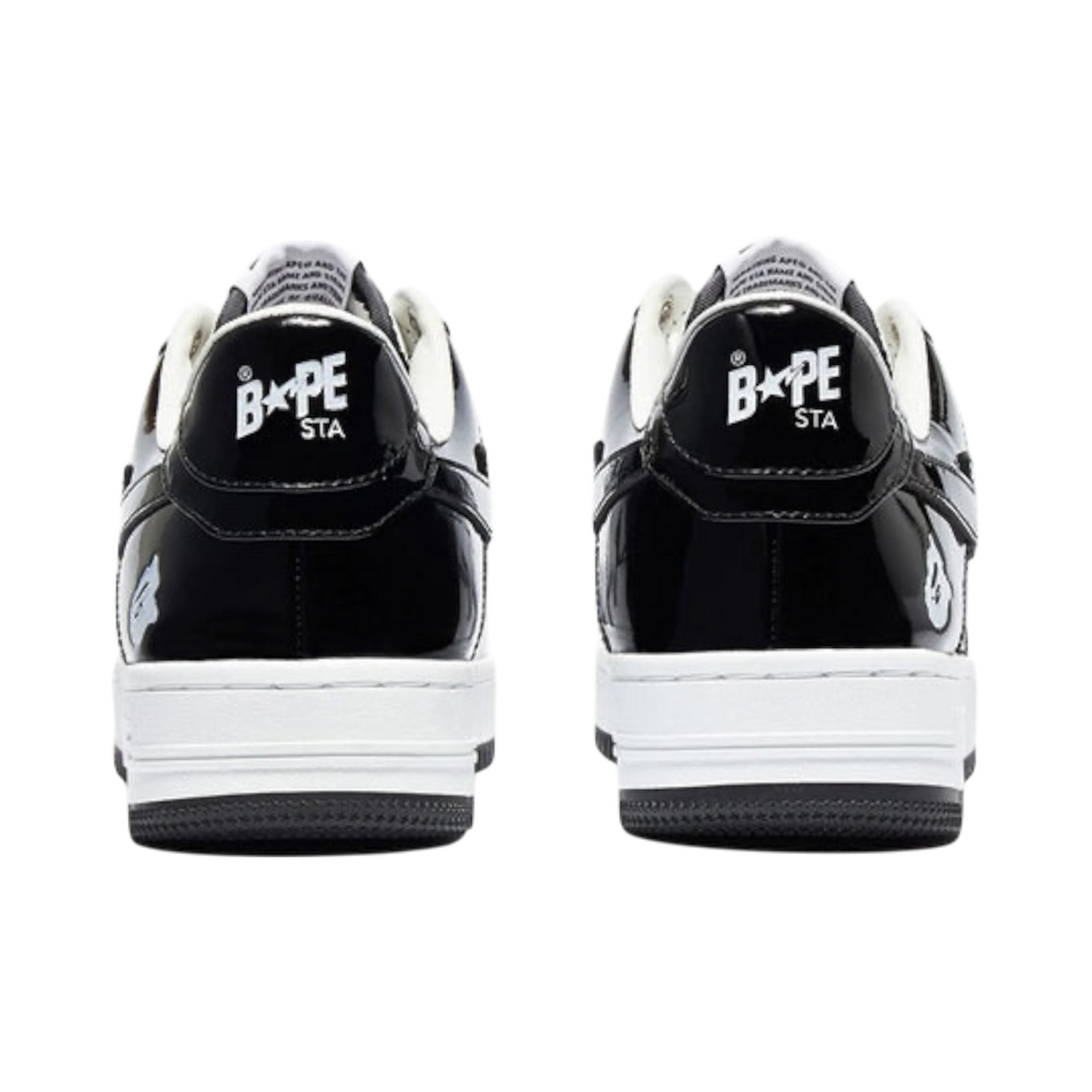 حذاء A Bathing Ape Bape Sta من الجلد اللامع باللونين الأسود والأبيض