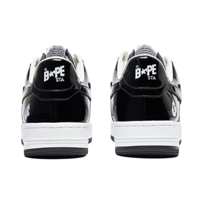 حذاء A Bathing Ape Bape Sta من الجلد اللامع باللونين الأسود والأبيض